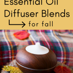 smart living mama pinterest pin with a diffuser and fall leaves laying around it