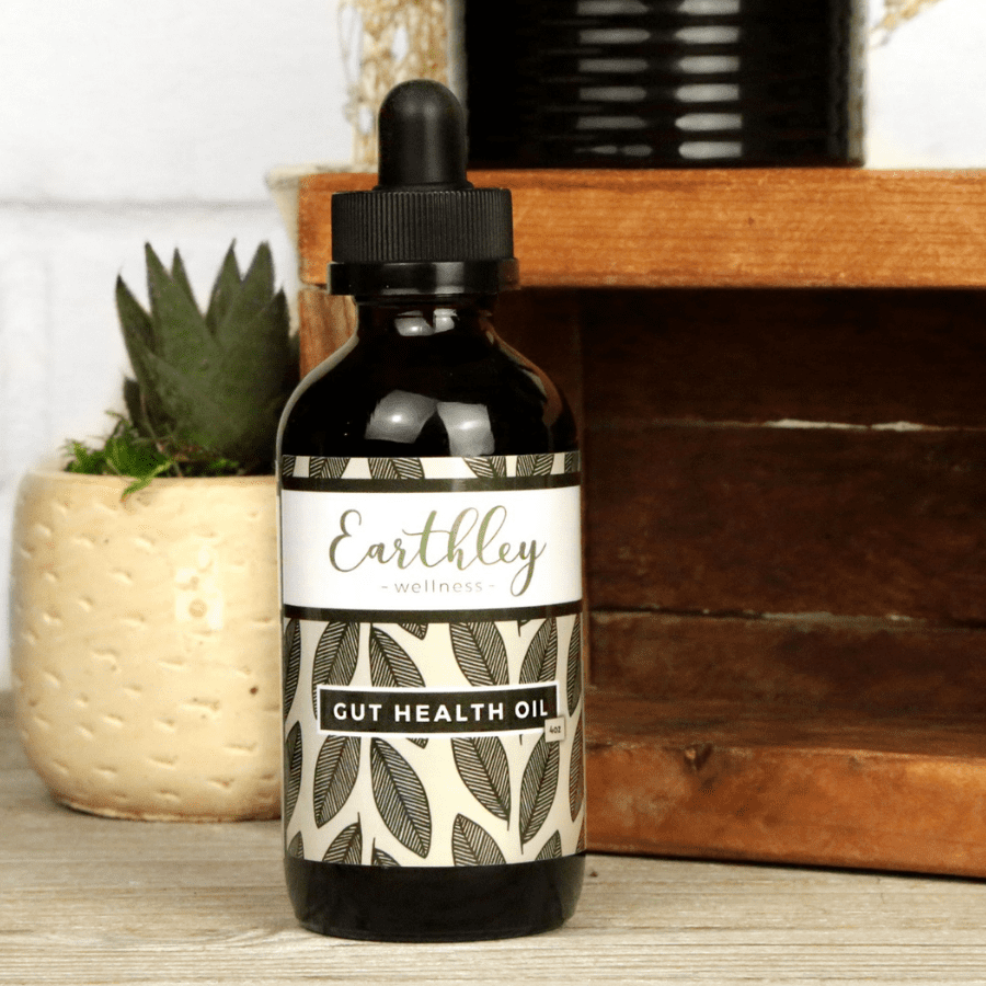 bottle of natural gut health oil